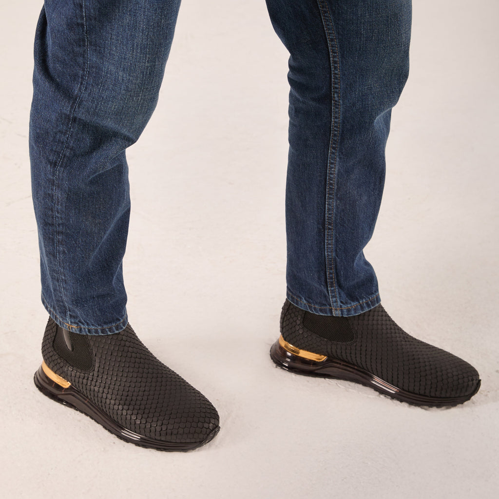 The Panther Black Leather Men Chelsea Boot