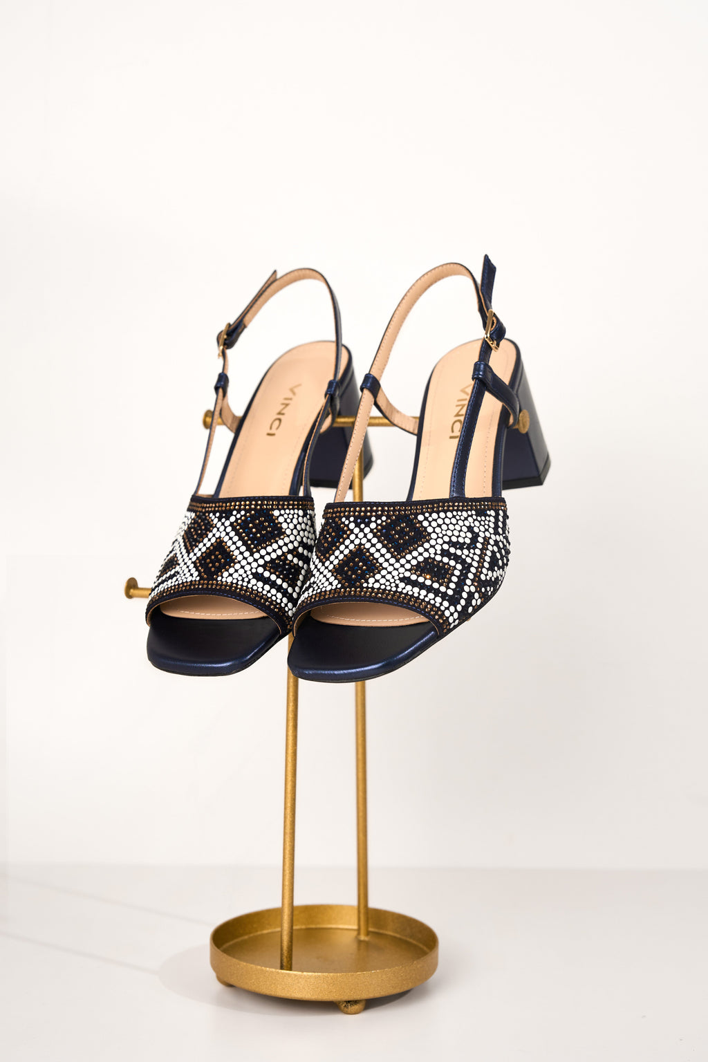 The Nampula Navy Blue Leather Women Slingback Shoe