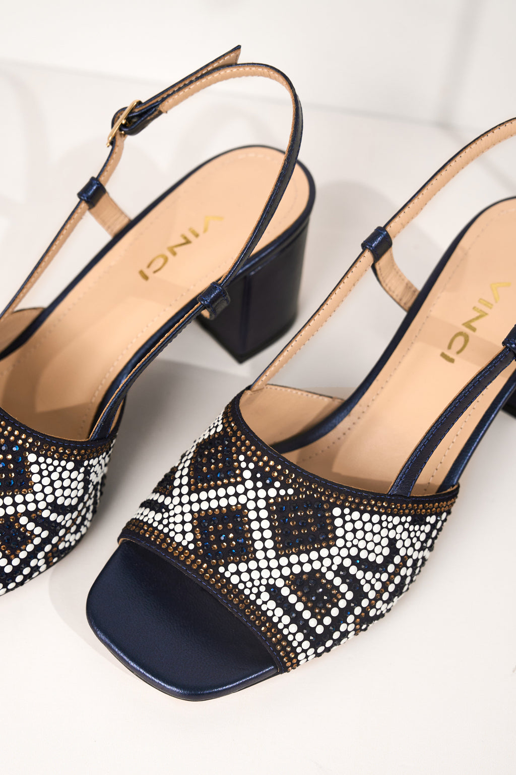 The Nampula Navy Blue Leather Women Slingback Shoe