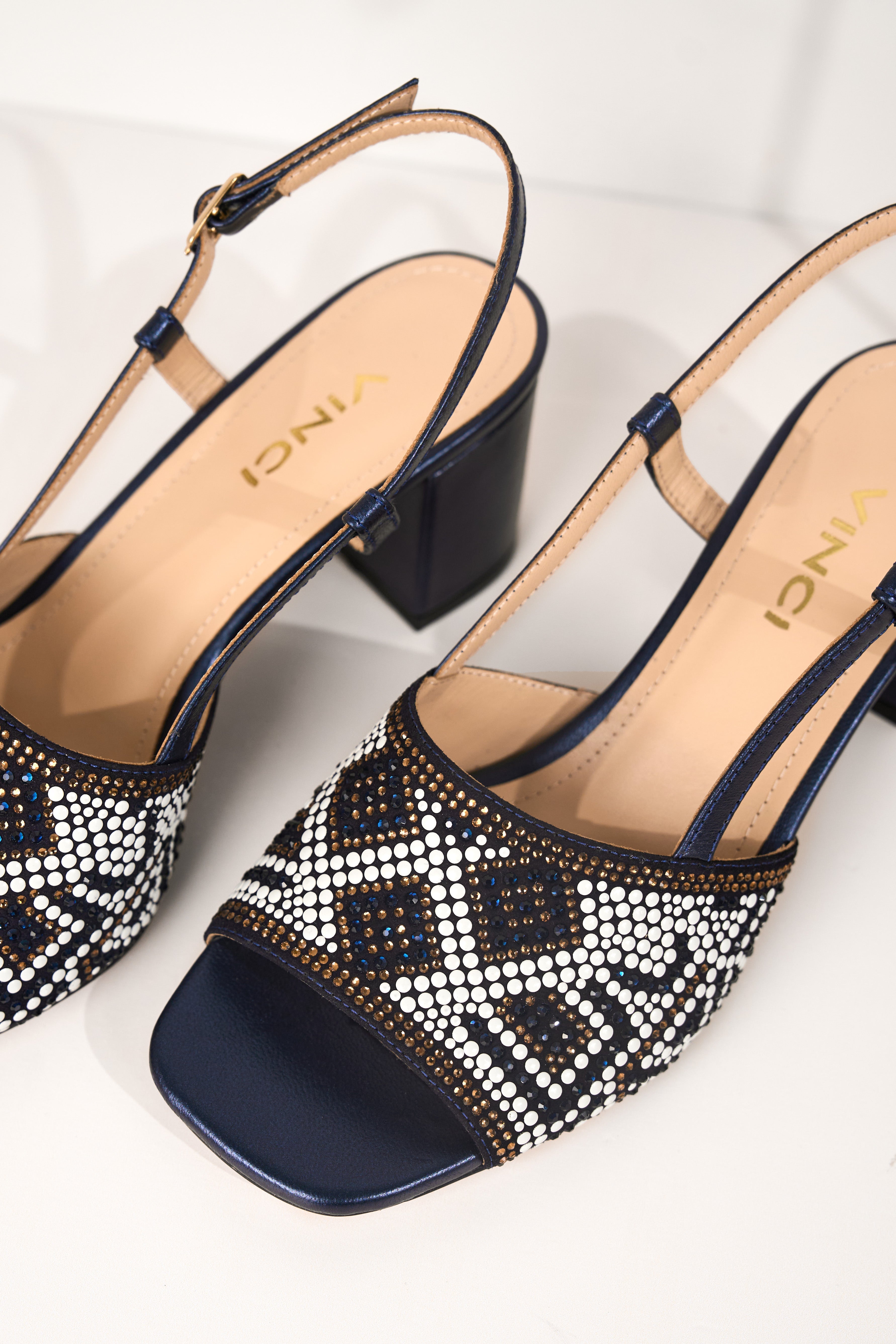 The Nampula Navy Blue Leather Women Slingback Shoe