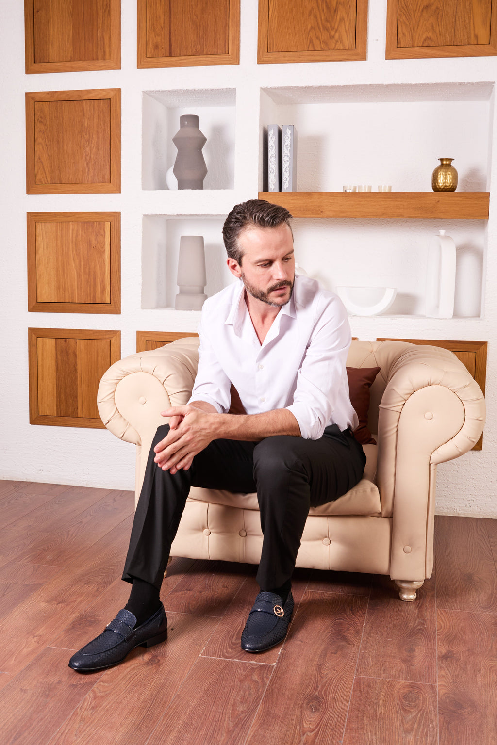 The Monarch Navy Blue Leather Men Dress Shoe