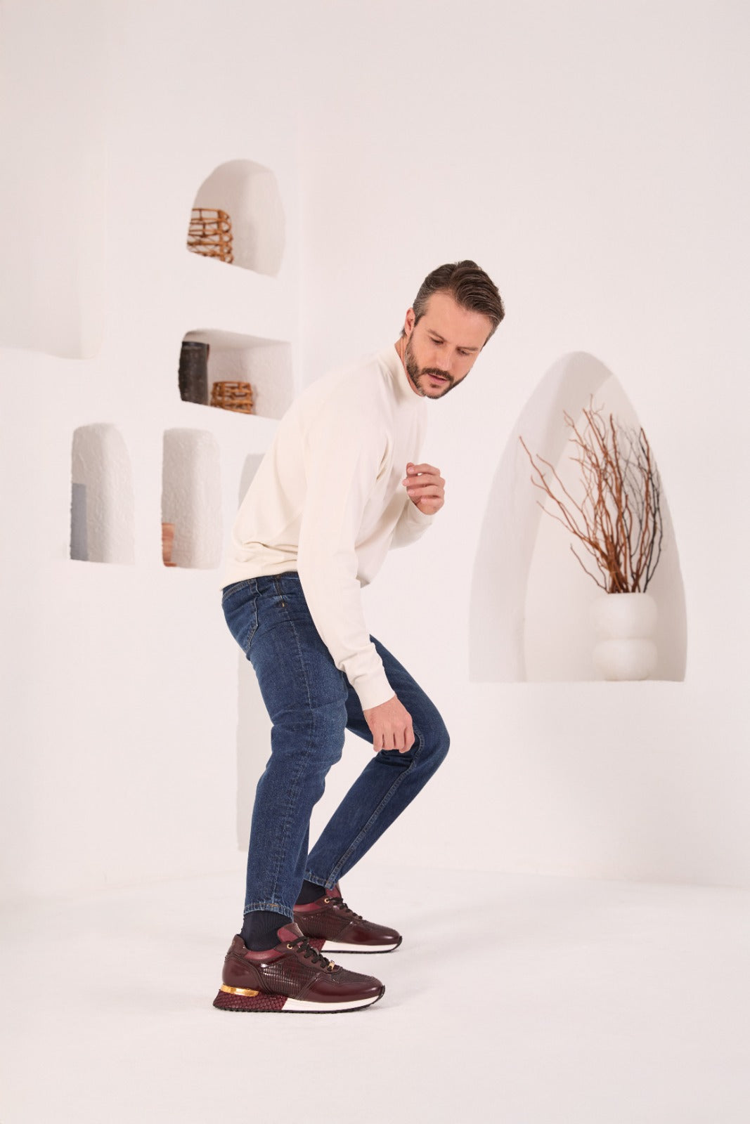 The Empire Burgundy Leather Men Sneaker