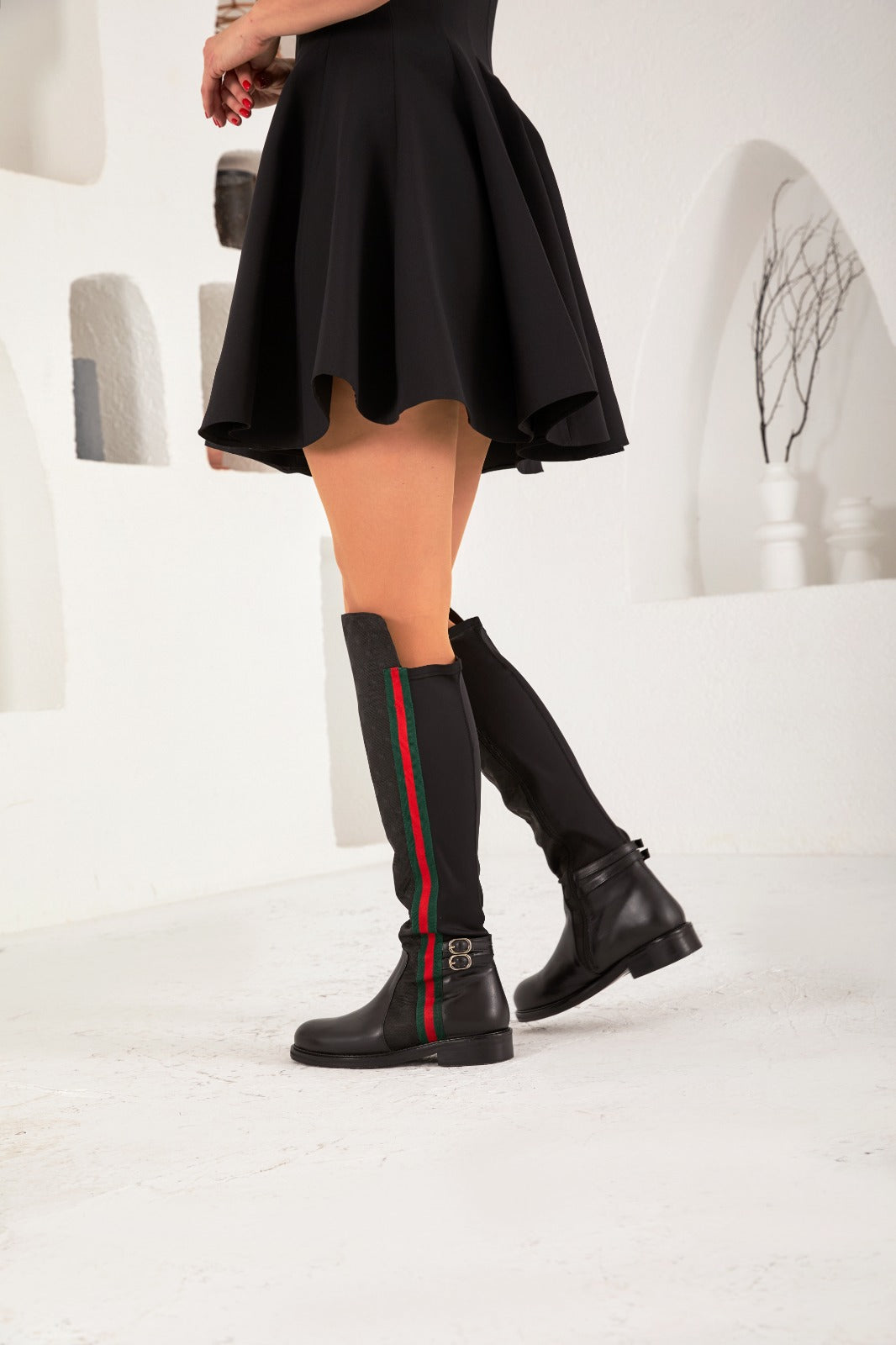 The Gallant Black Leather Knee-High Boot