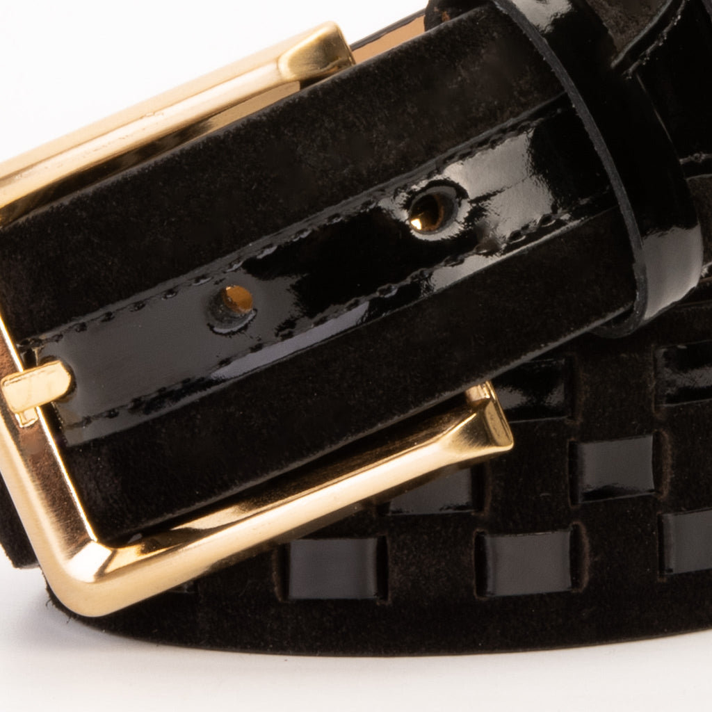 The Eugene Black & Gold Woven Leather Belt