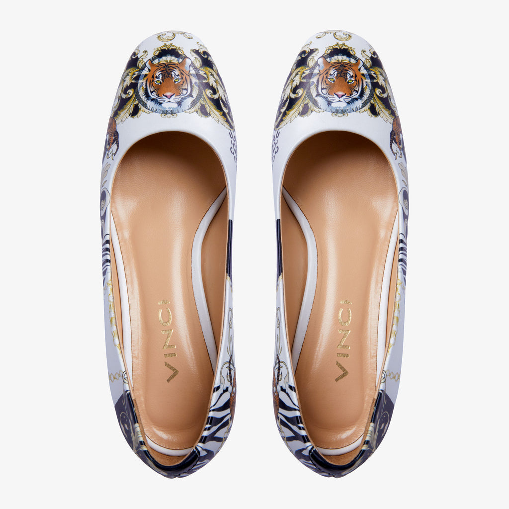 The Perugia White Leather Lower Heel Pump Women Shoe