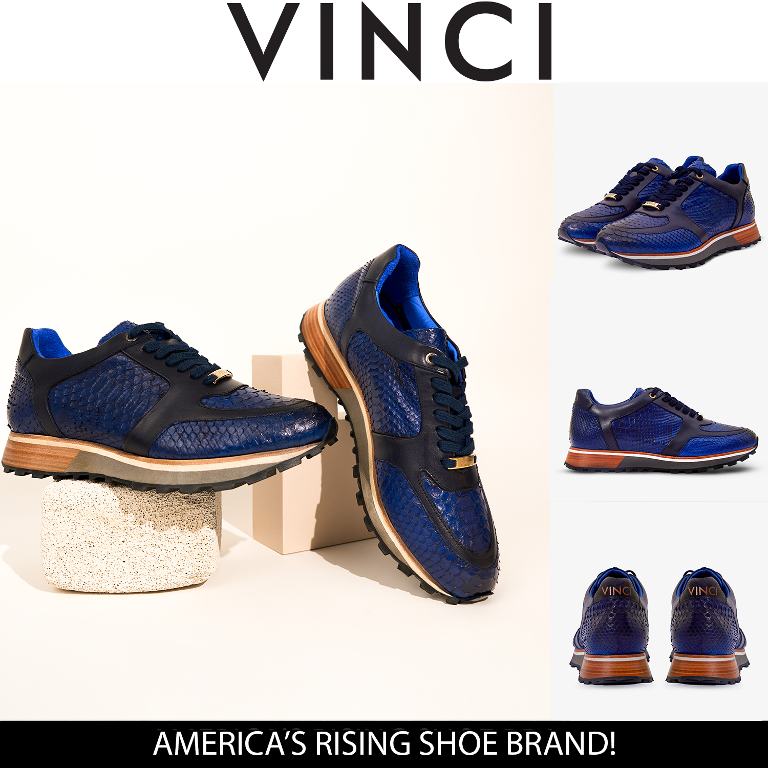 The Boss Pyth Snk Skin Navy Blue Men Sneaker