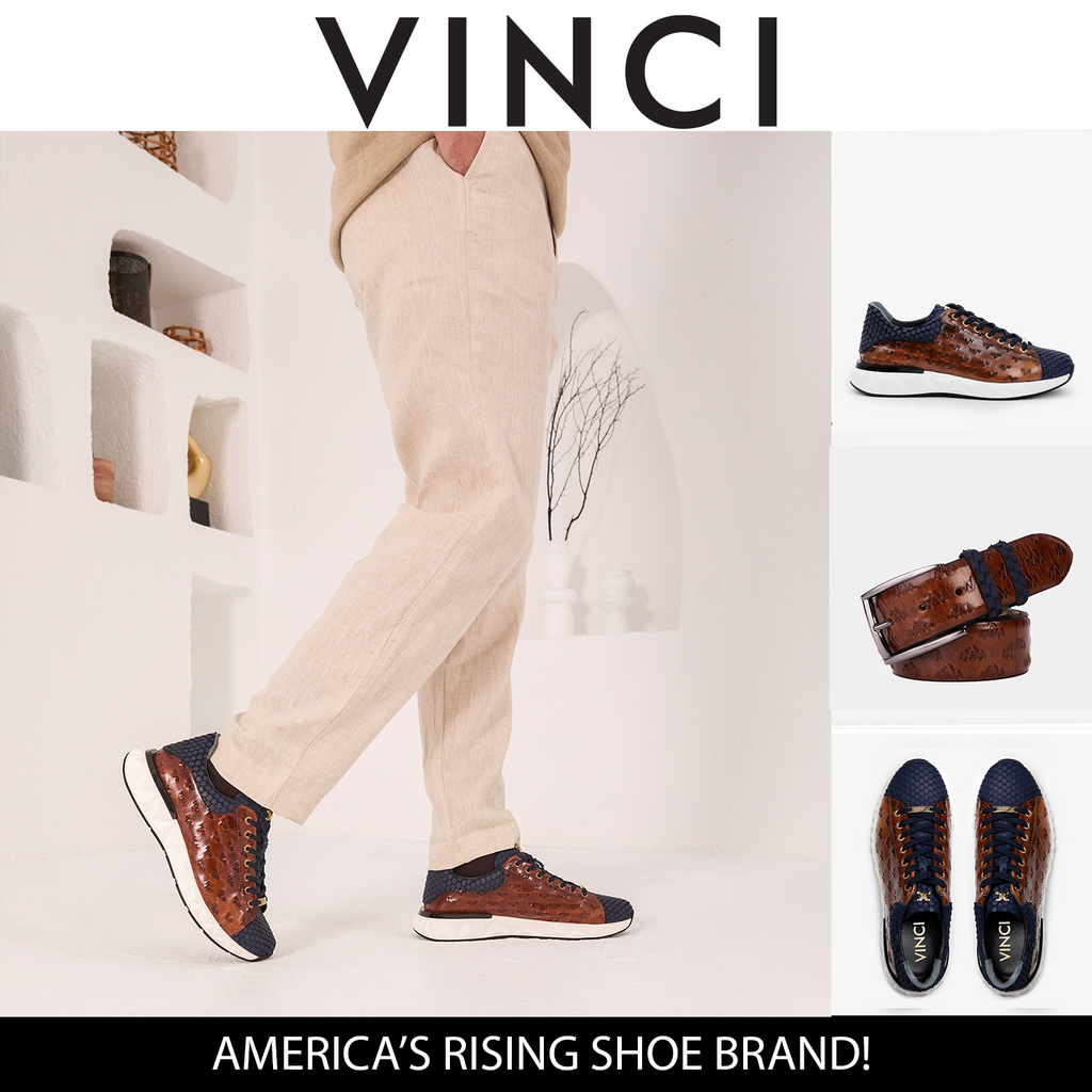 The Caesars Navy & Tan Leather Men Sneaker