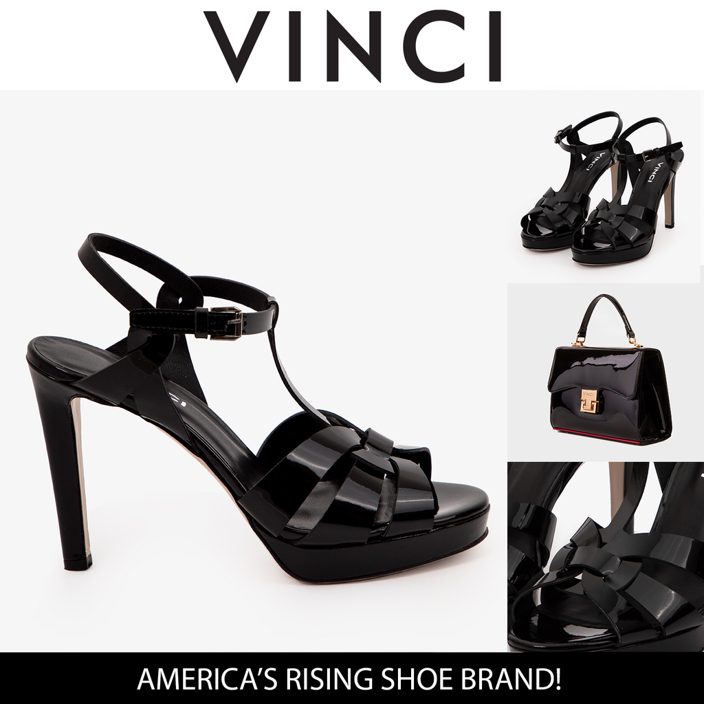 The Parisian Black Patent Leather T-Strap Platform Heel Women Sandal