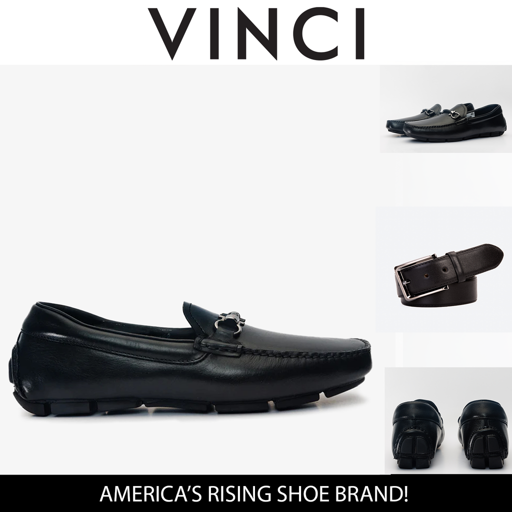 Pavia Black Leather Bit Drive Loafer Men Shoe