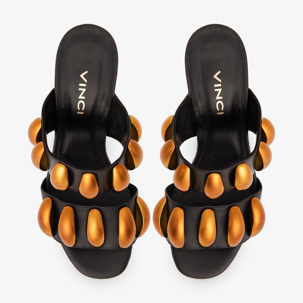 The Eclipse Black & Gold Leather Women Sandal