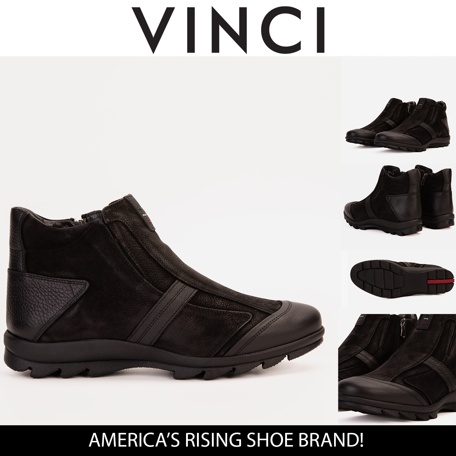 The Montreal Suede Black Leather Casual Zip-Up Ankle Men Boot