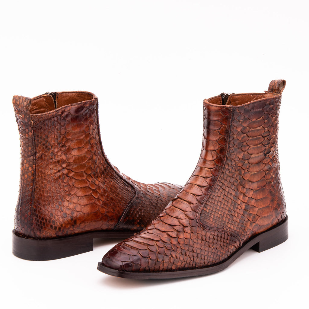 The Boss Tan Pythn Snk Zip-Up Leather Men Boot Limited Edition