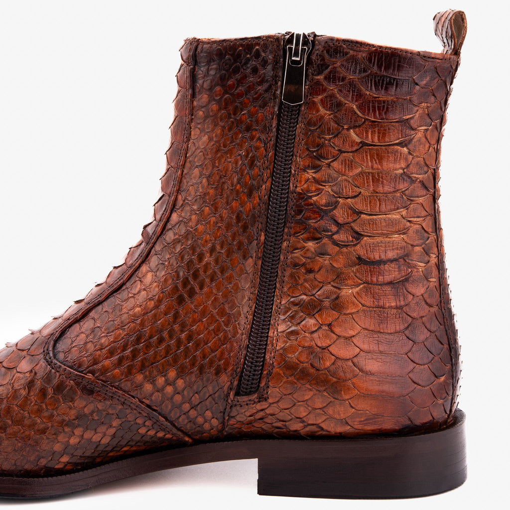 The Boss Tan Pythn Snk Zip-Up Leather Men Boot Limited Edition